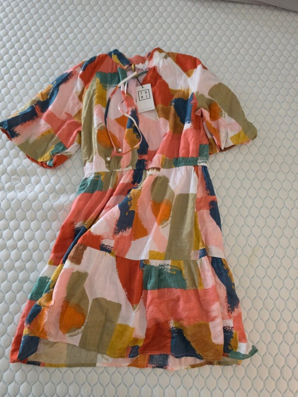 THML Clothing Abstract Graphic Print Dress Multicolor Size M
